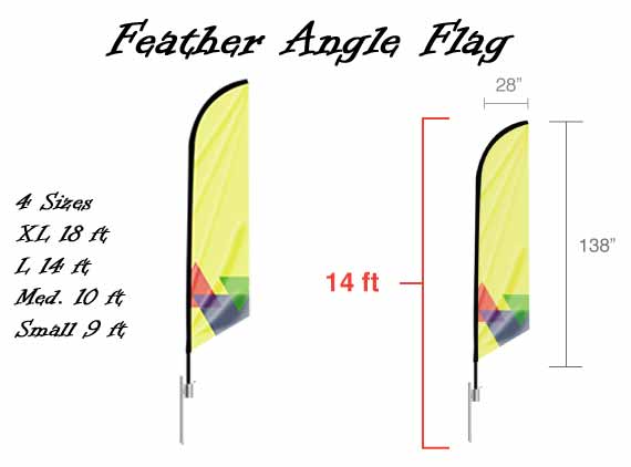 Angle Custom Feather Flags sizes to fit your needs
